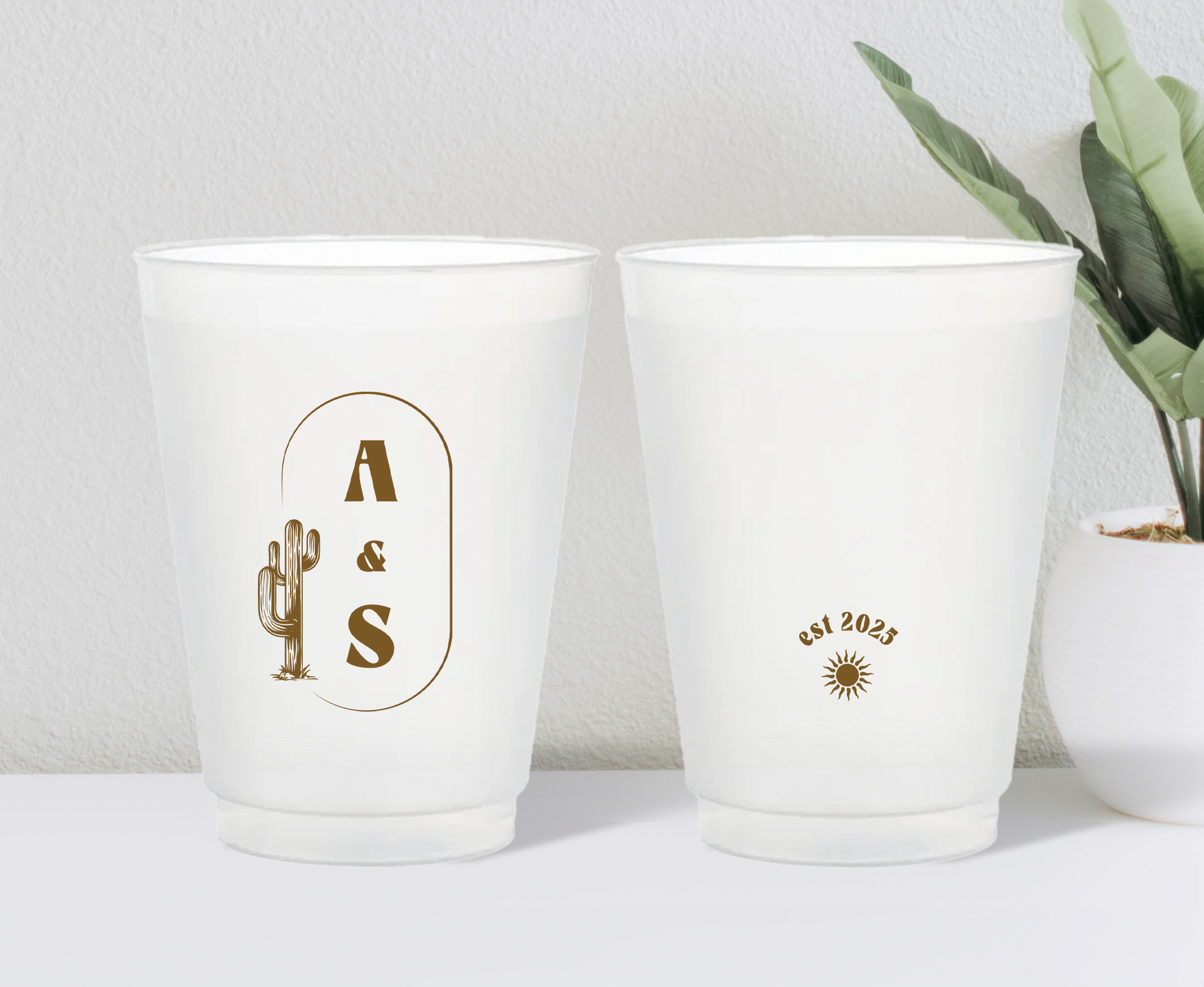 desert country wedding frosted cup plastic cup
