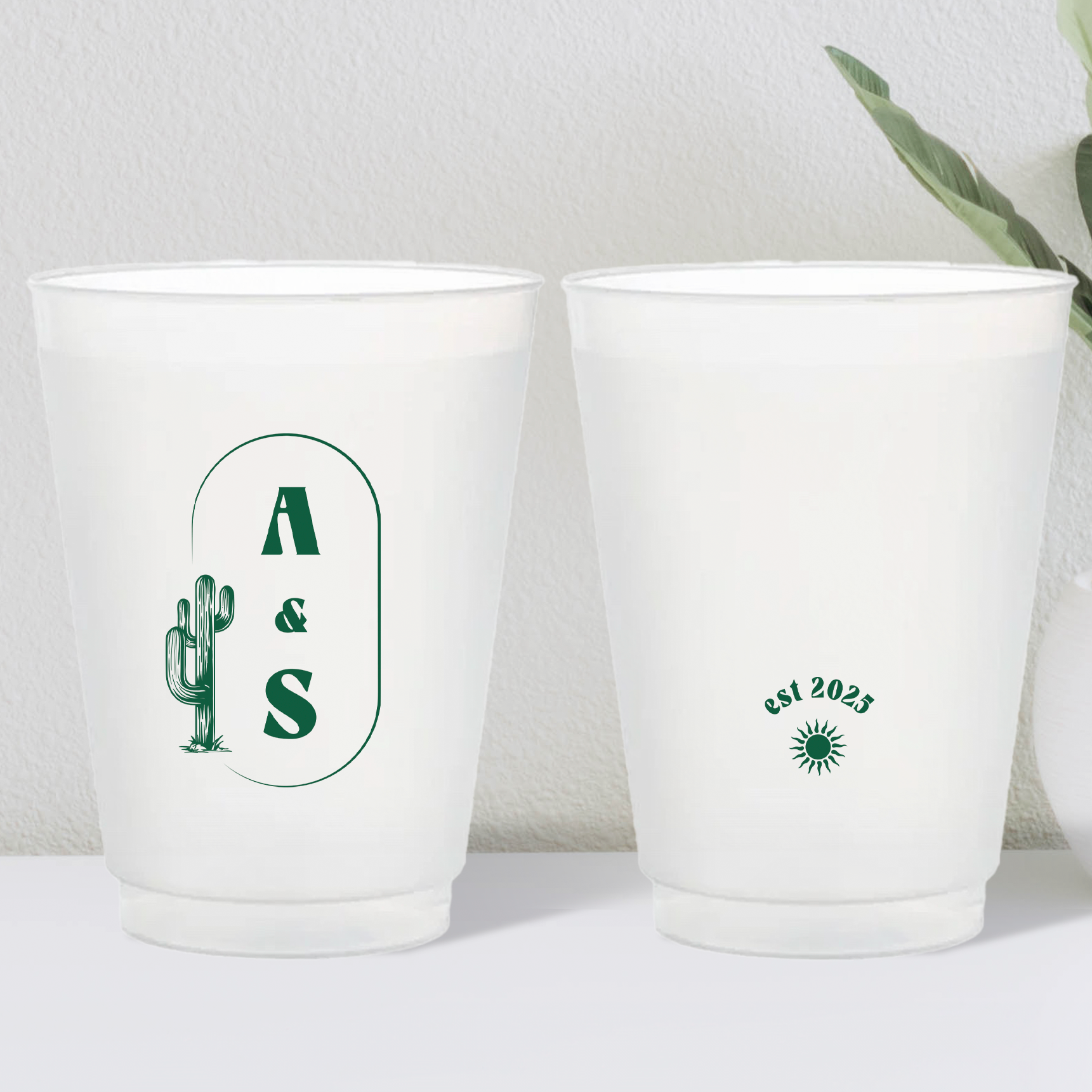 desert country wedding frosted cup plastic cup