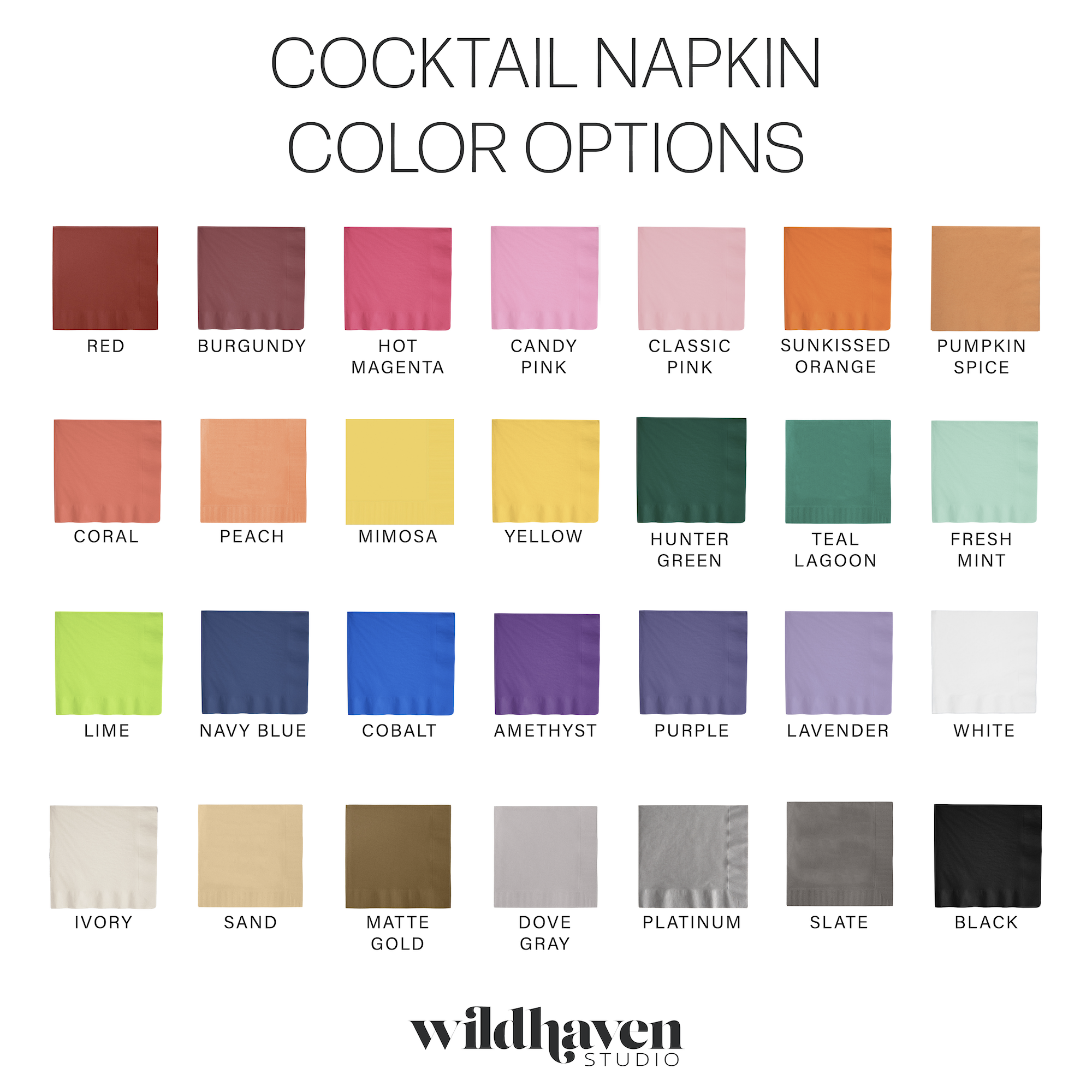 cocktail napkin colors