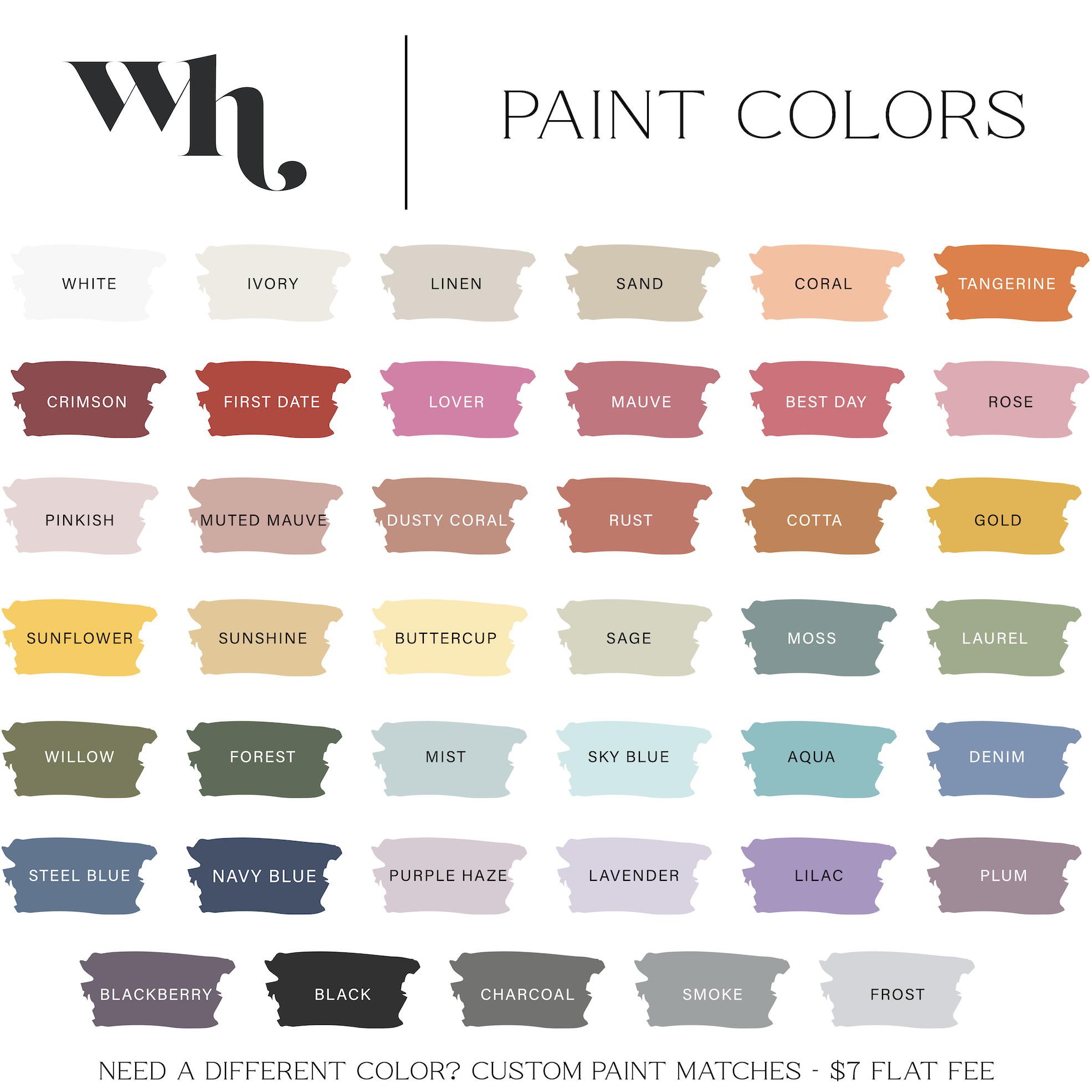 paint color chart for acrylic sign