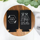 Pet drawing custom wedding slim can coolers in the color black