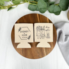 Pet drawing custom wedding can coolers in the color of camel