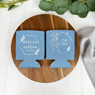 Pet drawing custom wedding can coolers in the color of steel blue