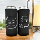 Custom wedding slim can coolers in the color black