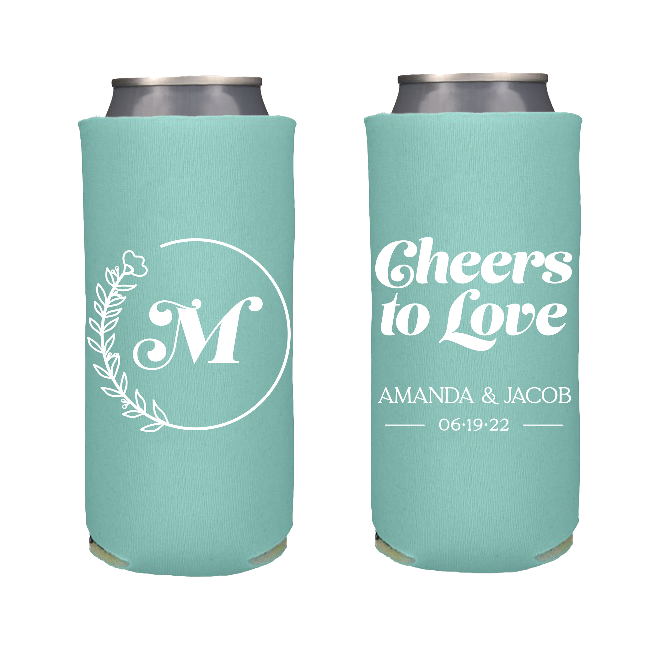 Custom Slim 12oz Wedding Can Cooler - Your Custom Design