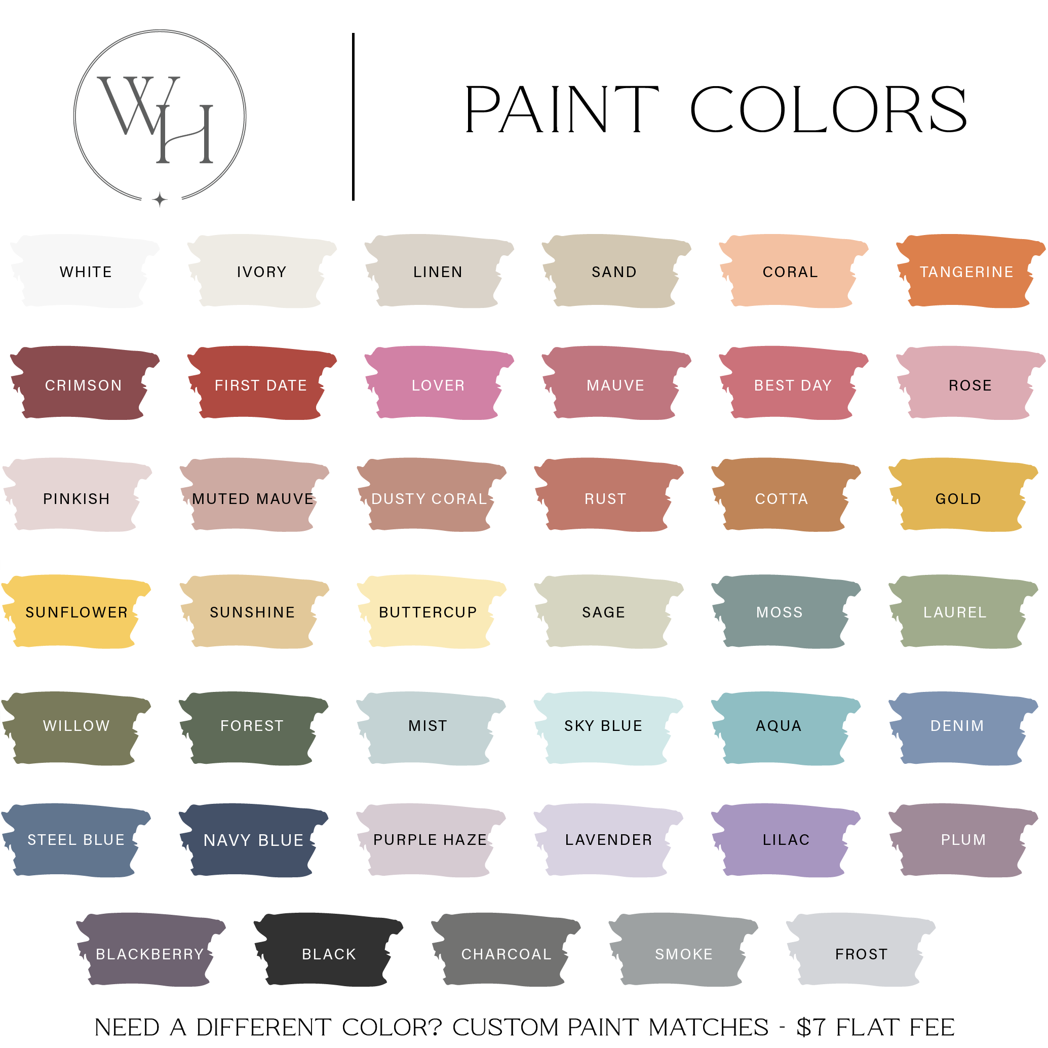 paint color chart for acrylic signs