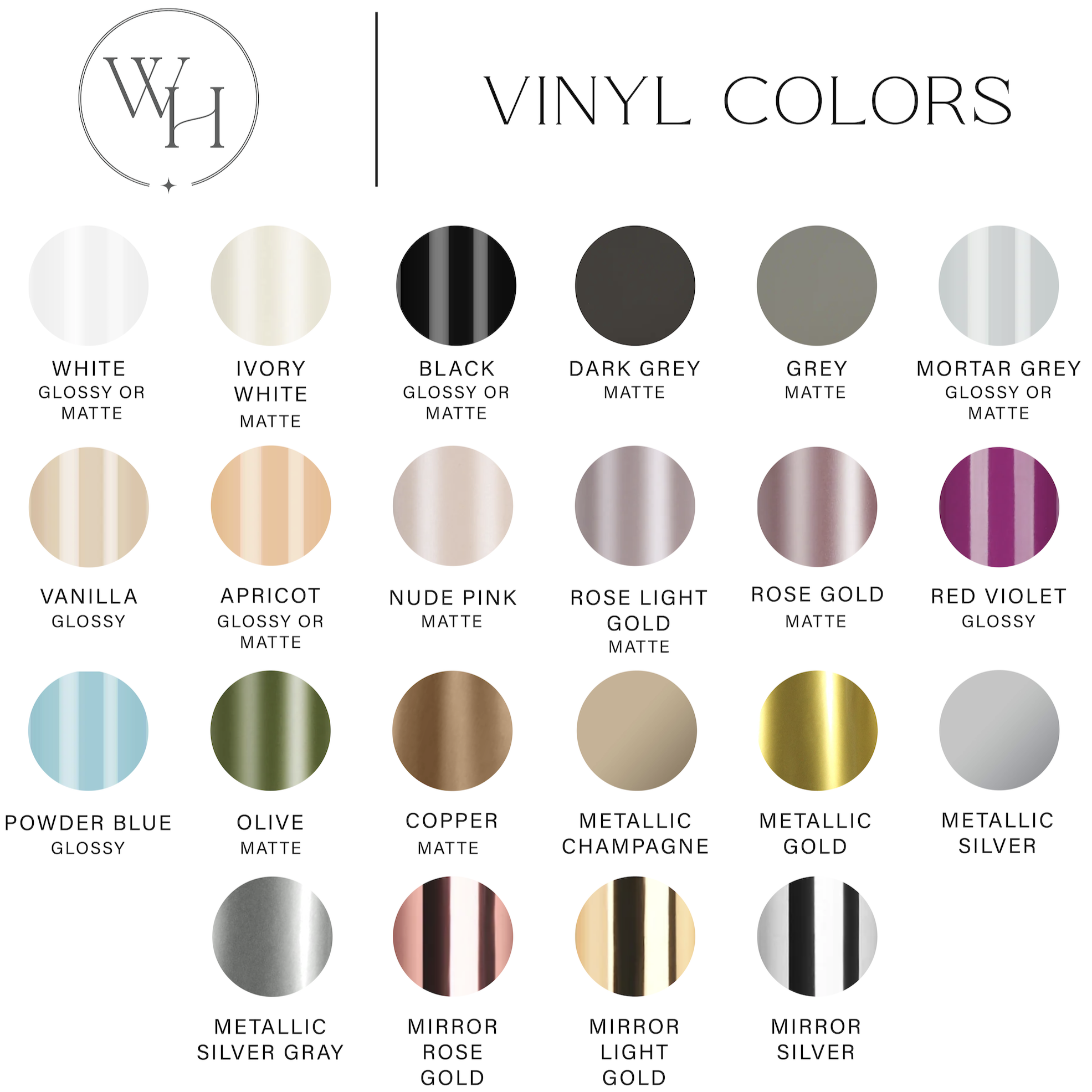 permanent vinyl color chart for acrylic signs
